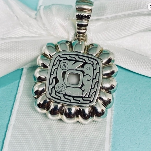 John Hardy Milky quartz 925 Silver Diamond Pendant Enhancer Bedeg Collection - Picture 2 of 4